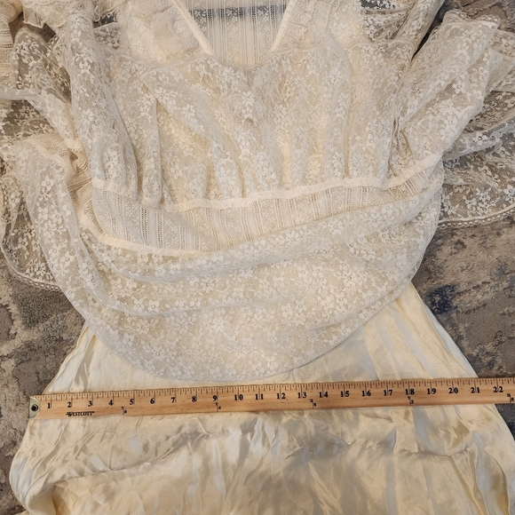 Gunne Sax Vintage Ivory Lace Midi Dress Victorian Edwardian 70s 80s XS - Picture 11 of 16